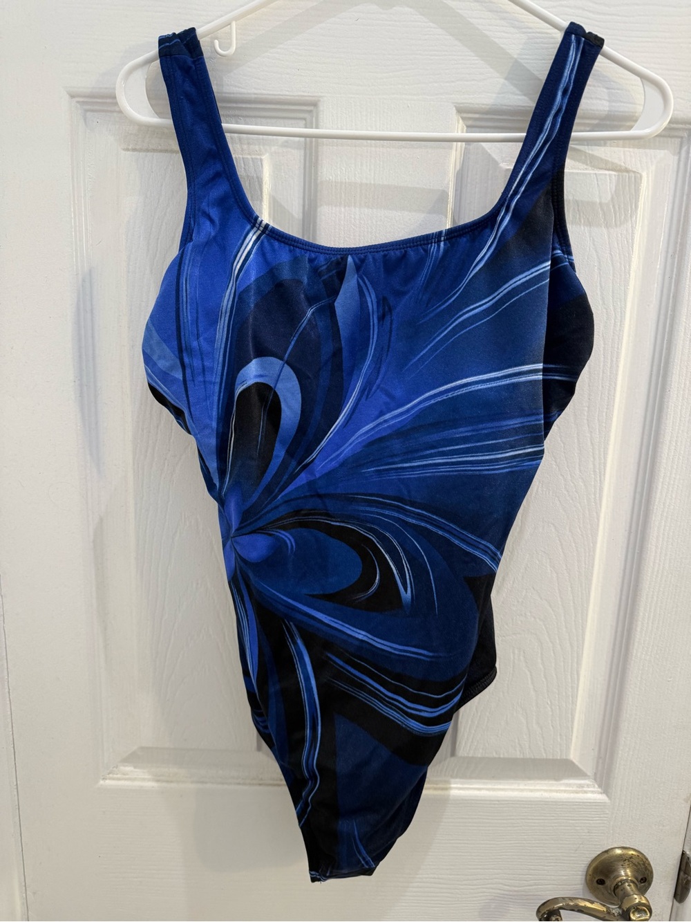 Longitude Size 14 Blue Swirl One-Piece Swimsuit